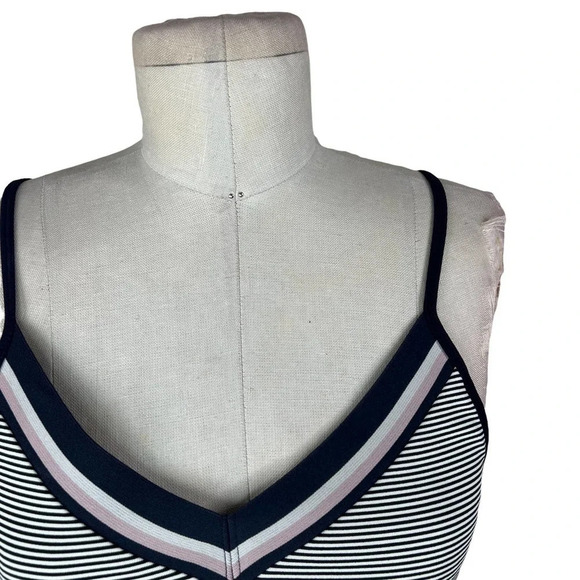 Nylora Navy Blue Striped Sports Bra Cropped Tank Top Size Small - Picture 3 of 10